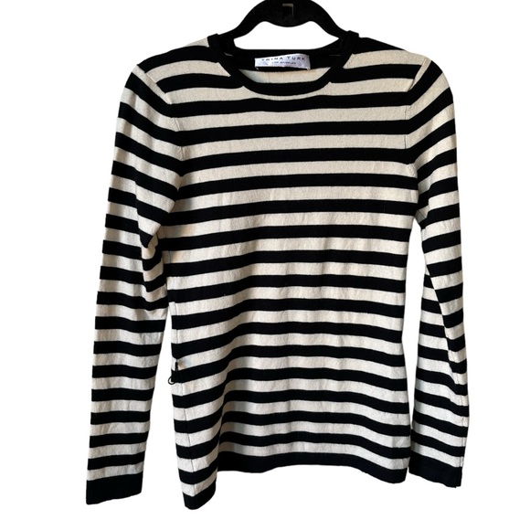 Trina Turk Stripe Sweater Cashmere Silk Wool Size M - Picture 4 of 11